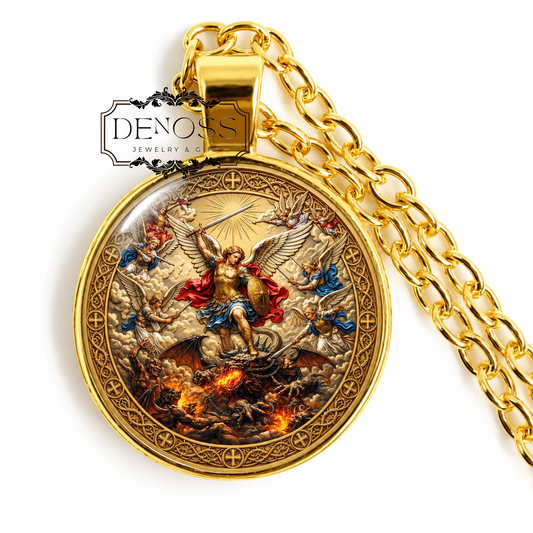 Archangel St Michael  Necklace,Art Gift,Demon Slayer  Necklace,Saint Michael Collectible,Spiritual Protection Commemorative