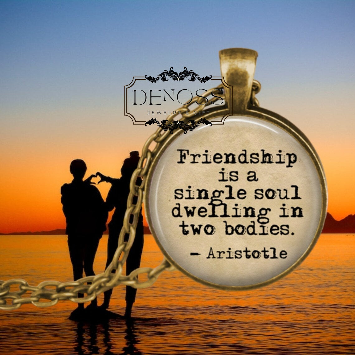 Aristotle Quote Friendship Necklace