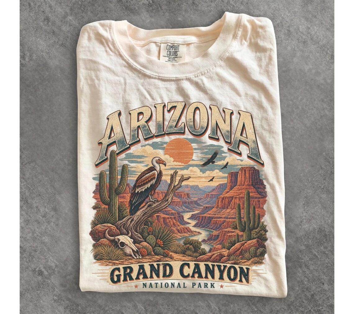 Arizona Grand Canyon Shirt, Vintage Desert T-Shirt, Grand Canyon National Park Tee, Southwest Travel Shirt, Vulture Graphic Tee
