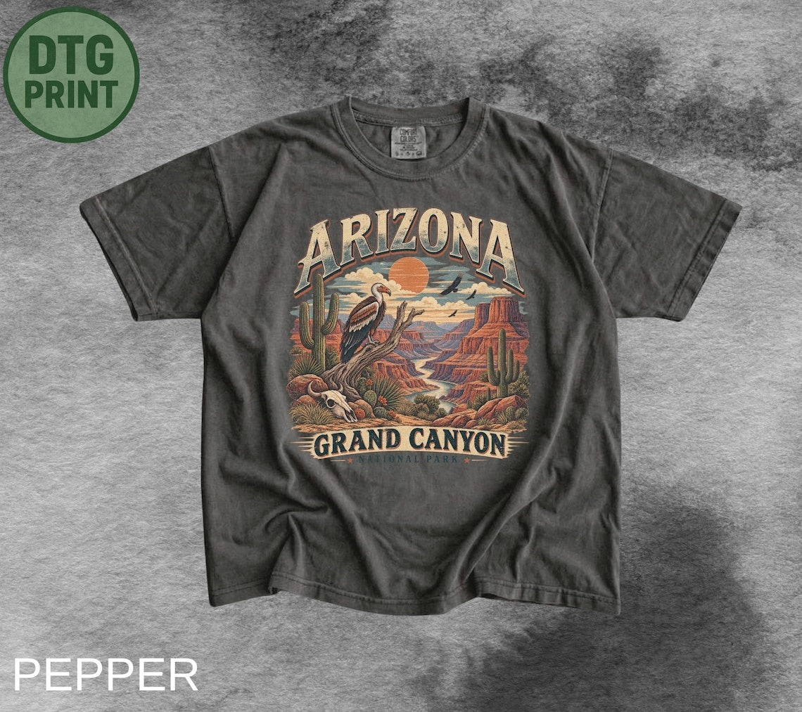 Arizona Grand Canyon Shirt, Vintage Desert T-Shirt, Grand Canyon National Park Tee, Southwest Travel Shirt, Vulture Graphic Tee