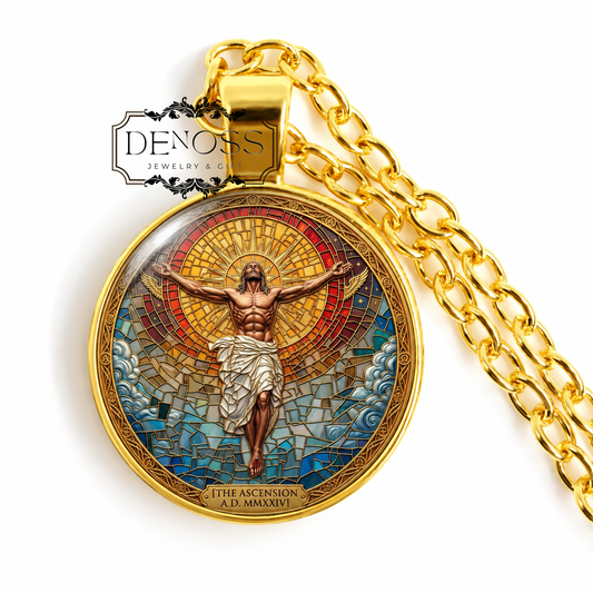 Ascension of Jesus  Necklace,Religious Keepsake Spiritual Medal Gift,Christian Necklace,Easter Gift,Religious Collectible