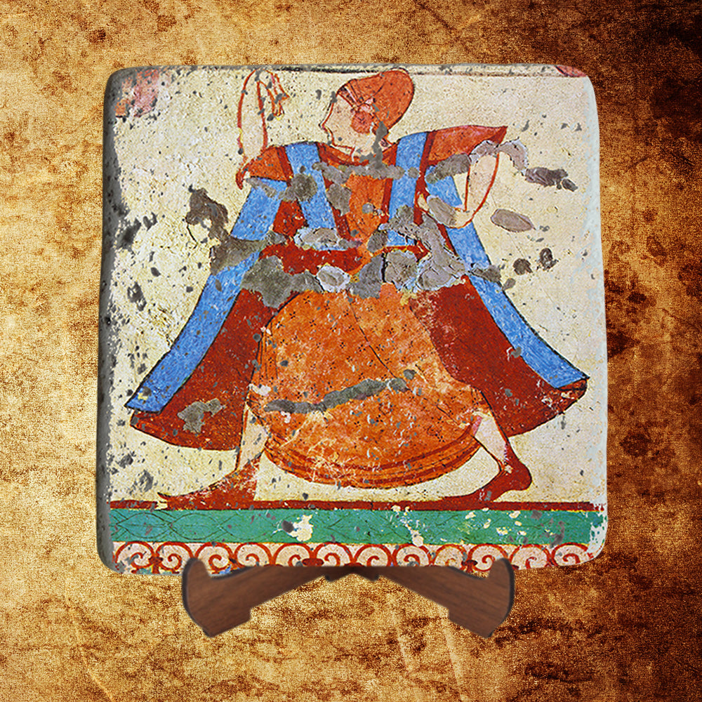 Etruscan Dancer with Tutulus Fresco on Stone