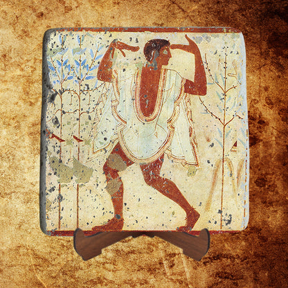 Etruscan Dancer wearing Tebenna Fresco on Stone