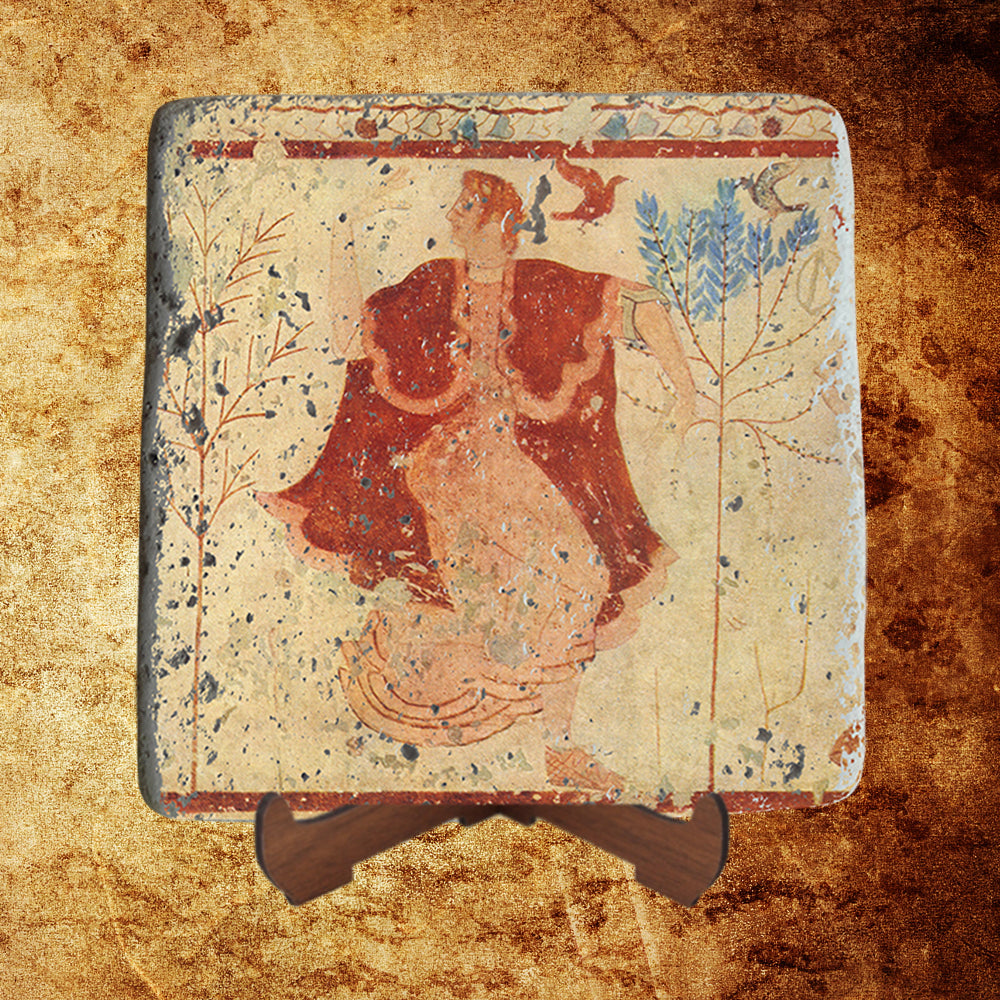 Etruscan Latin Dancer Fresco on Stone
