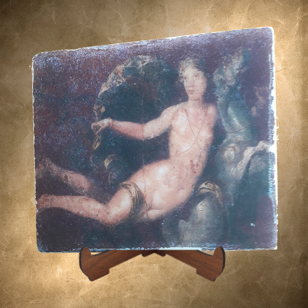 Nereid on a Seahorse Replica Fresco on Antique Marble,Greek mythology