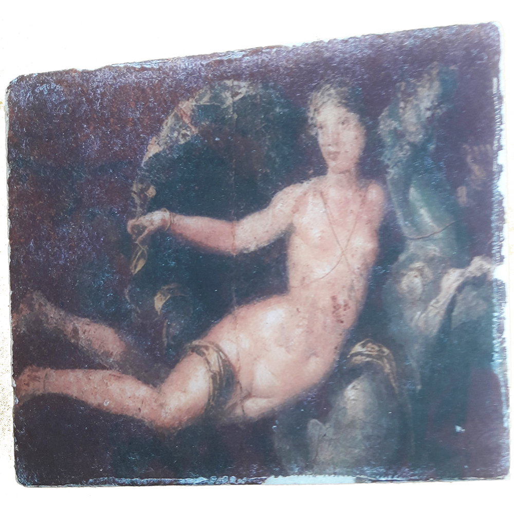 Nereid on a Seahorse Replica Fresco on Antique Marble,Greek mythology