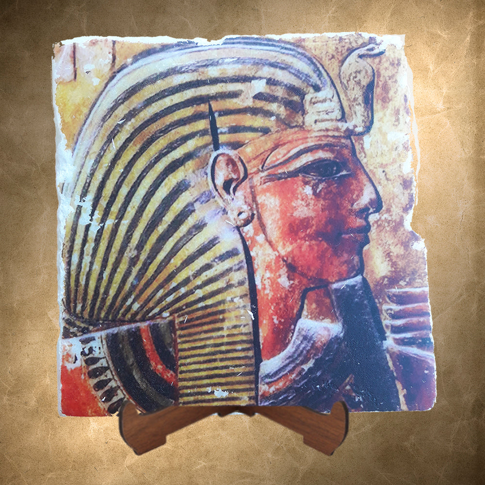 The head of Seti I from the Tomb of Seti,New Kingdom by Egyptian 19th Dynasty,Replica Fresco on Antique Marble