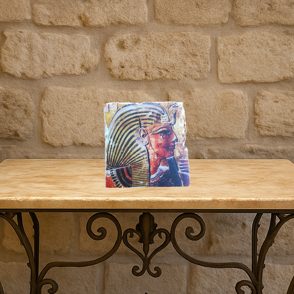 The head of Seti I from the Tomb of Seti,New Kingdom by Egyptian 19th Dynasty,Replica Fresco on Antique Marble