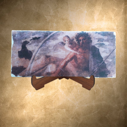 Zeus and Eros Mythology,Fourth style of Pompeian wall painting,Replica Fresco on Antique Marble