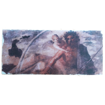 Zeus and Eros Mythology,Fourth style of Pompeian wall painting,Replica Fresco on Antique Marble