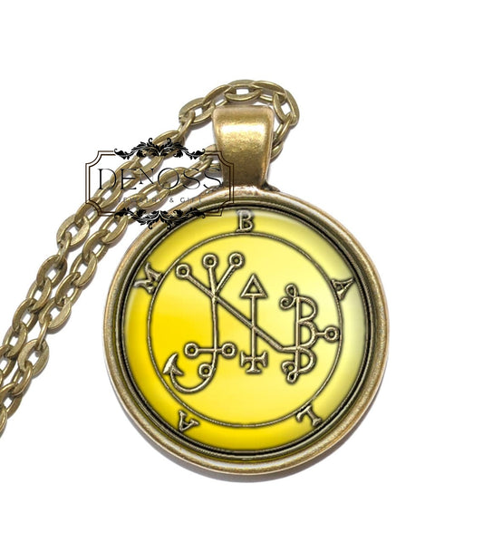 BALAM Necklace Sigil,Demon of the Night,Demon King,Night Demon,Goetia,Goetic Demon,Art Pendant Necklace,Glass Pendant - Denoss