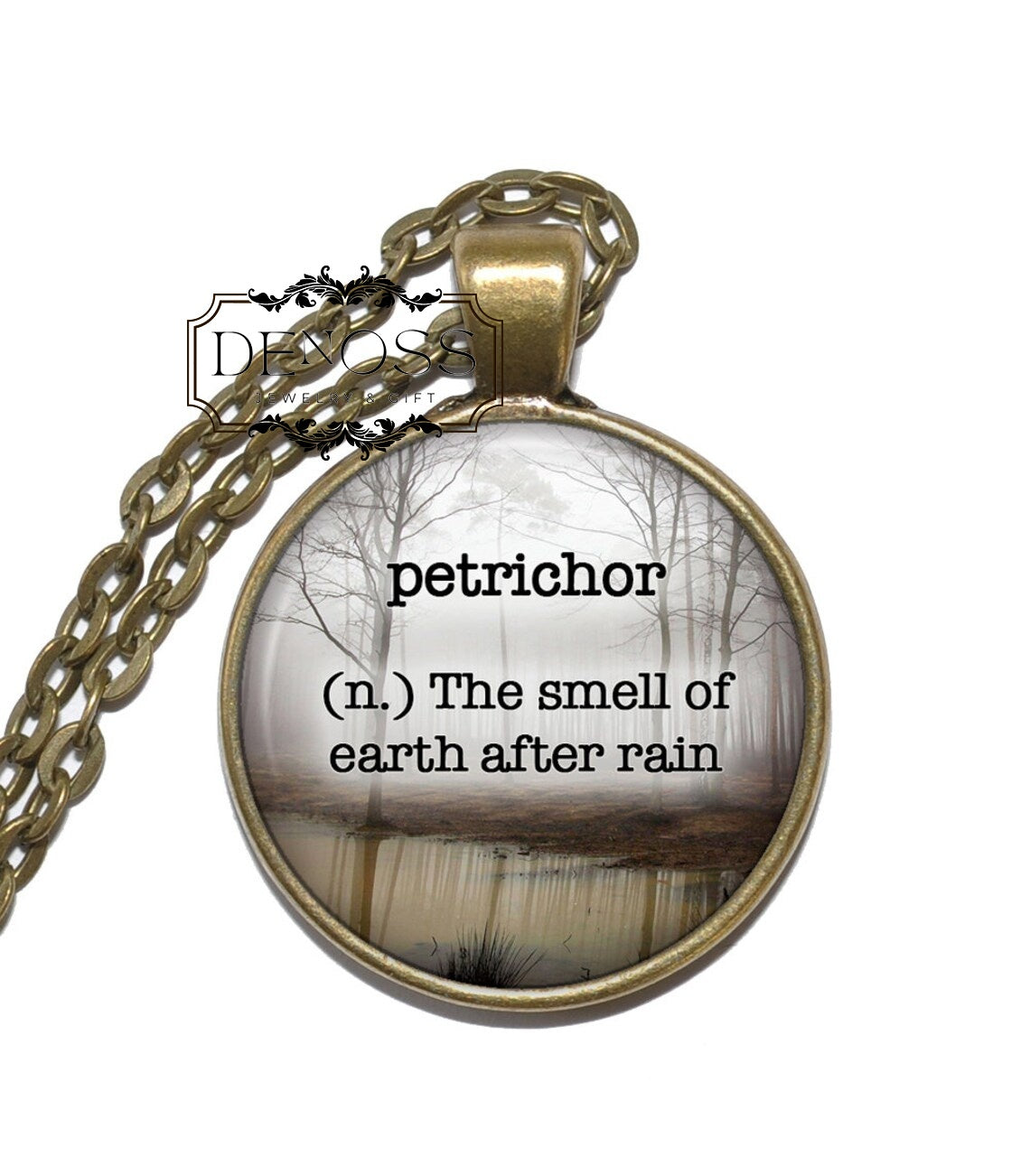 BEAUTIFUL WORDS Necklace,Petrichor,Art Pendant Necklace,Inspirational Necklace,Glass Pendant,Handmade Jewelry