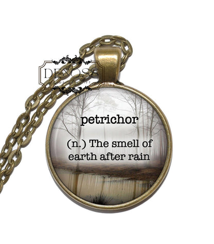 BEAUTIFUL WORDS Necklace,Petrichor,Art Pendant Necklace,Inspirational Necklace,Glass Pendant,Handmade Jewelry
