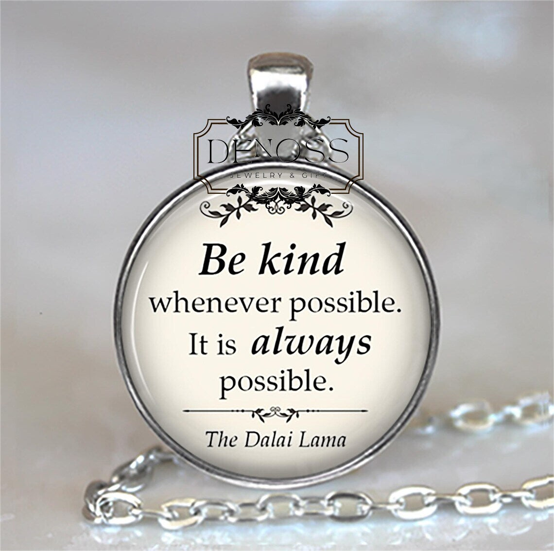 Be Kind pendant,inspirational quote necklace,Dalai Lama quote,Buddhism gift for Buddhist