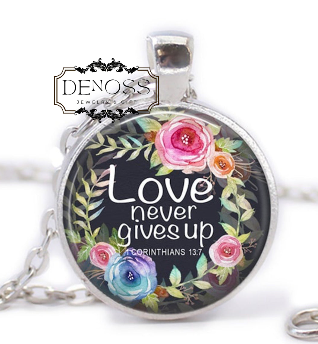 Bible Verse Cabochon Necklace,Inspirational Christian Jewelry