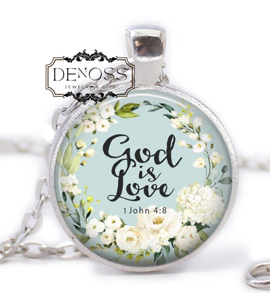 Bible Verse Cabochon Pendant Necklace,Christian Jewelry Gift