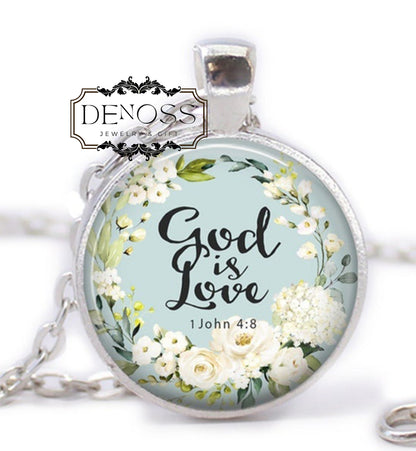 Bible Verse Cabochon Pendant Necklace,Christian Jewelry Gift