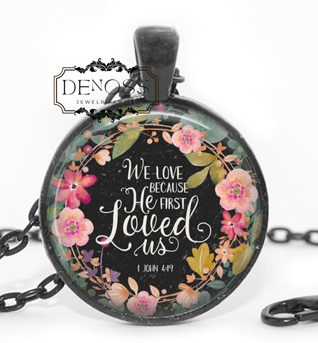 Bible Verse Cabochon Pendant Necklace,Inspirational Jewelry