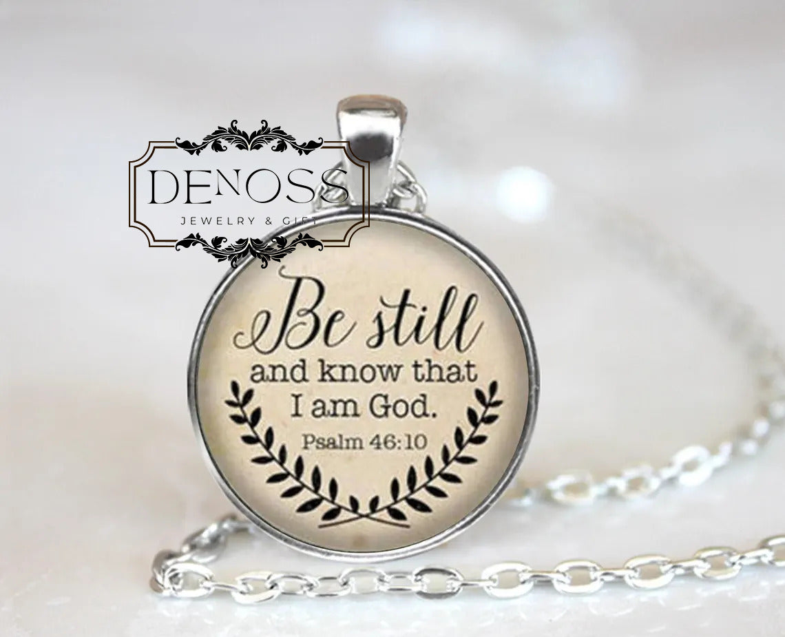 Bible Verse Psalm 46-10 Pendant Necklace,Christian Inspirational Jewelry