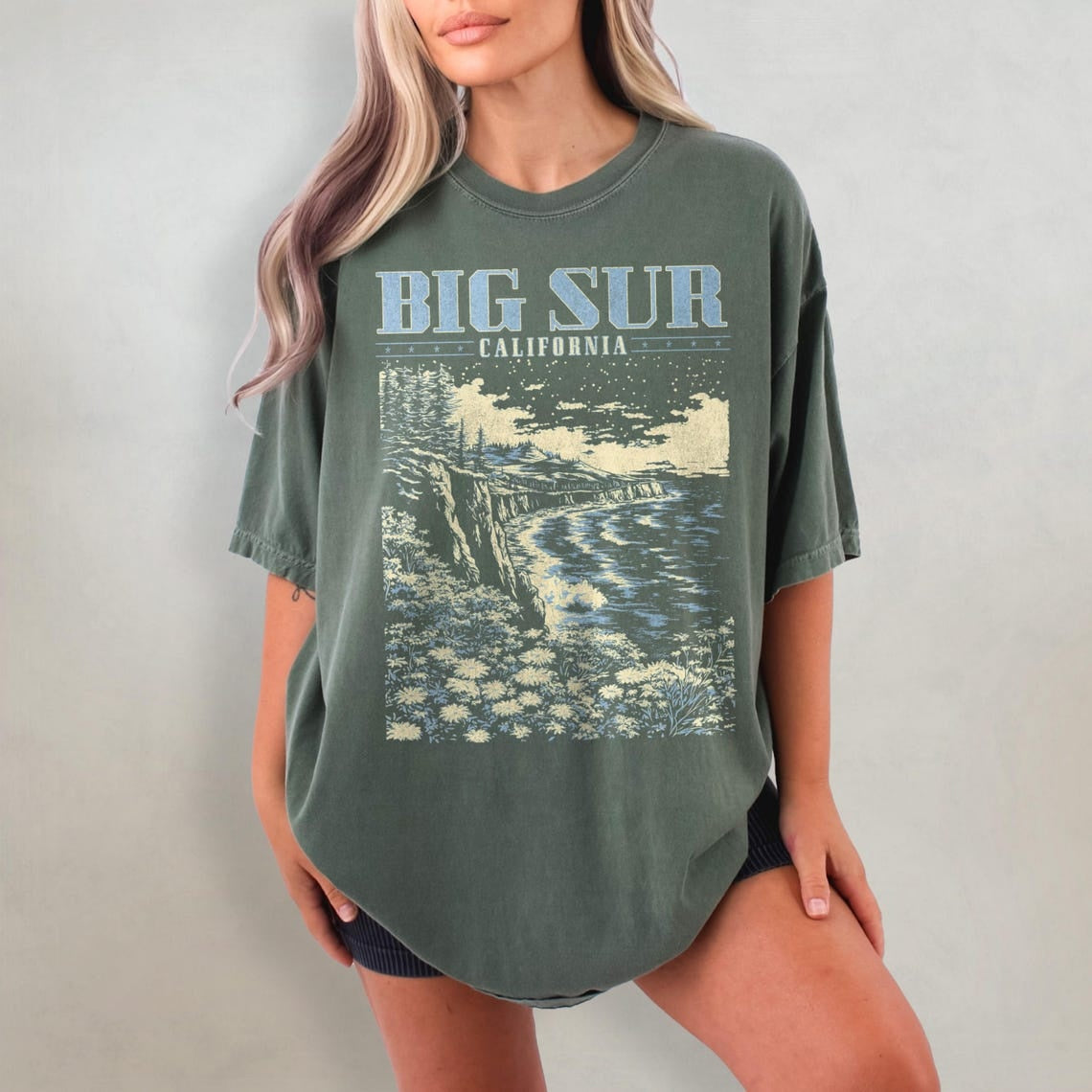 Big Sur Shirt - Retro Comfort Colors T-Shirt, California Tshirt, 90s West Coast Beach Shirt, Vacation Ocean T Shirt, Y2K Nature Graphic Tee