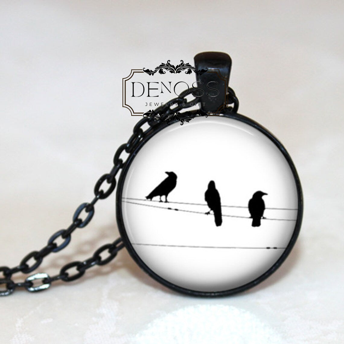 Birds on Wires Pendant Necklace
