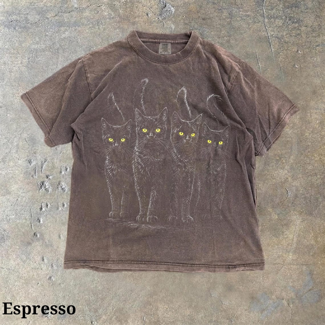 Black Cats T-Shirt – Yellow Eyes Goth Grunge Graphic Tee