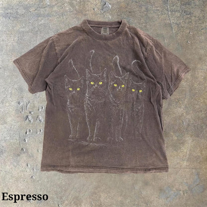 Black Cats T-Shirt – Yellow Eyes Goth Grunge Graphic Tee