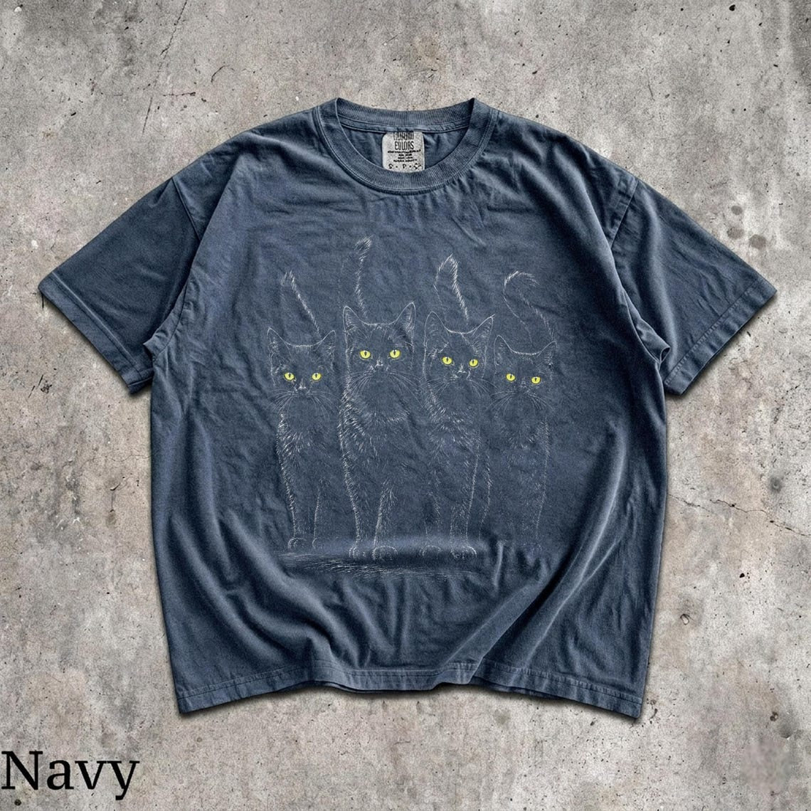 Black Cats T-Shirt – Yellow Eyes Goth Grunge Graphic Tee