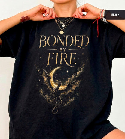 Bonded by Fire Shirt, Fourth Wing Inspired Tee, Dragon Romantasy T-Shirt, Fantasy Bookish Graphic Top, Dark Fantasy Reader Gift
