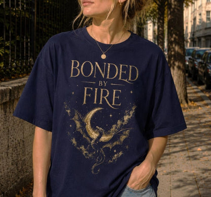 Bonded by Fire Shirt, Fourth Wing Inspired Tee, Dragon Romantasy T-Shirt, Fantasy Bookish Graphic Top, Dark Fantasy Reader Gift