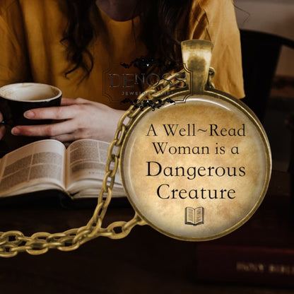 Book Lover Necklace,Well-Read Woman Pendant Reader Gift