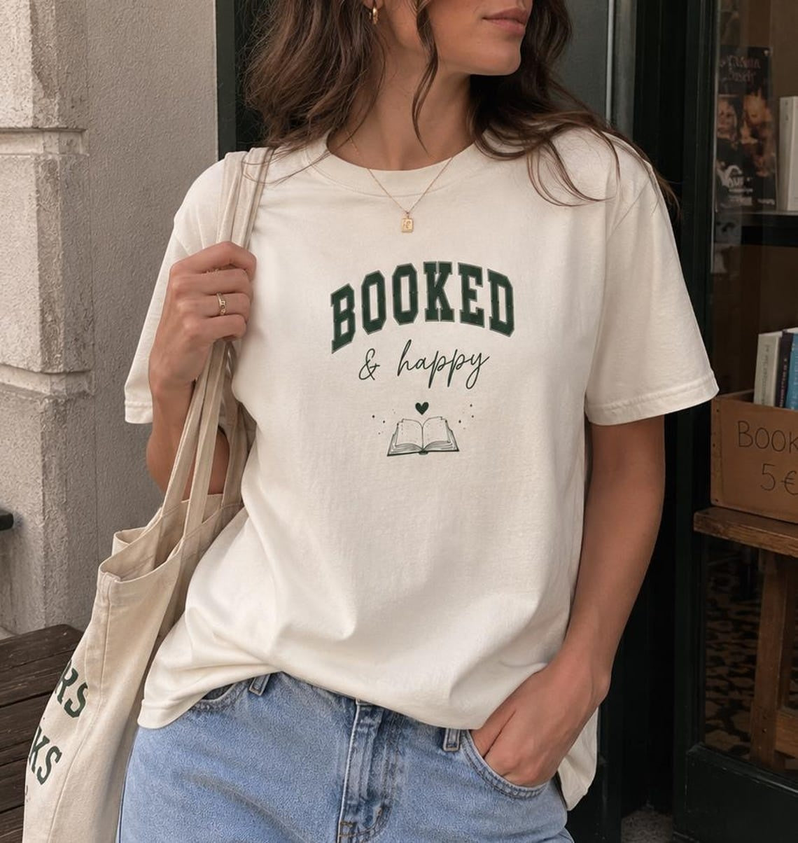 Booked and Happy Shirt, Cozy Reader Gift, Comfort Colors Tee, Book Lover Apparel