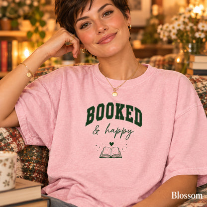 Booked and Happy Shirt, Cozy Reader Gift, Comfort Colors Tee, Book Lover Apparel