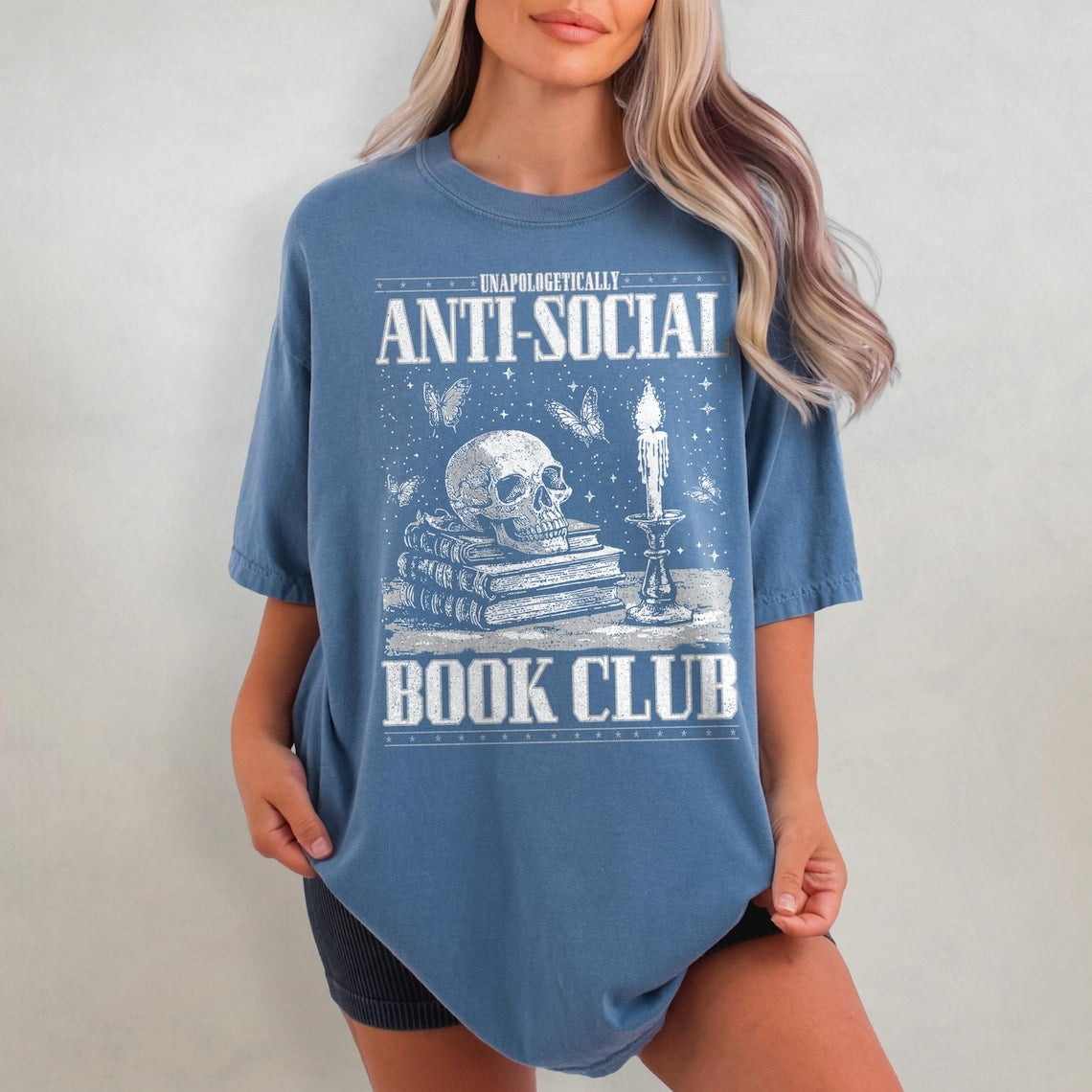 Bookish Comfort Colors T-Shirt, Fantasy Book Shirt, Antisocial Book Club, Book Lover Shirt, Booklover Tee, Romantasy Gift for Romance Reader