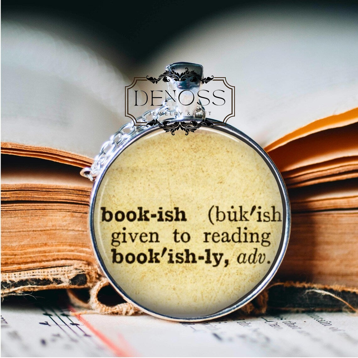 Bookish Meaning Pendant Necklace,Literary Jewellery Gift