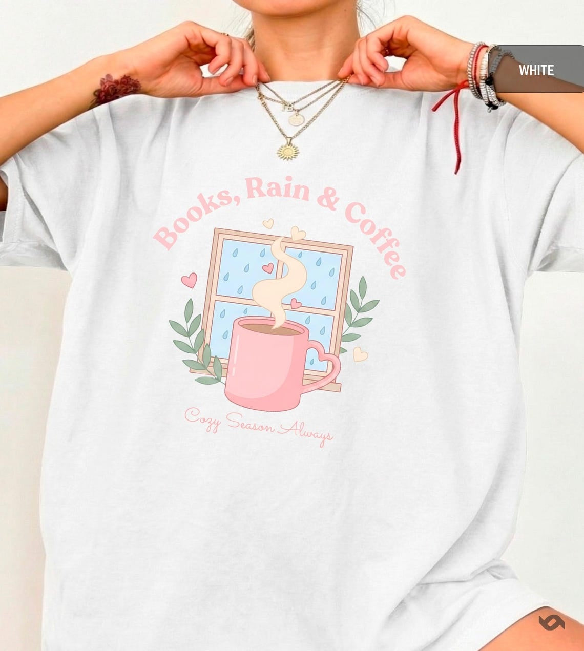 Books Rain And Coffee Shirt, Comfort Colors Cozy Season Tee, Introvert Reader Gift, Rainy Day Bookish