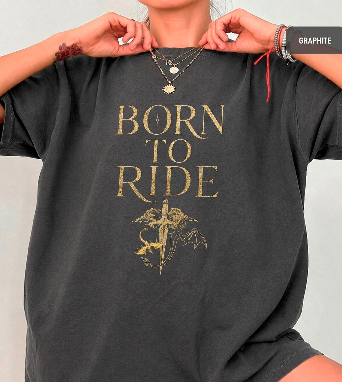 Born to Ride Shirt, Fourth Wing Inspired Tee, Dragon & Sword Graphic