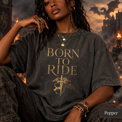 Born to Ride Shirt, Fourth Wing Inspired Tee, Dragon & Sword Graphic