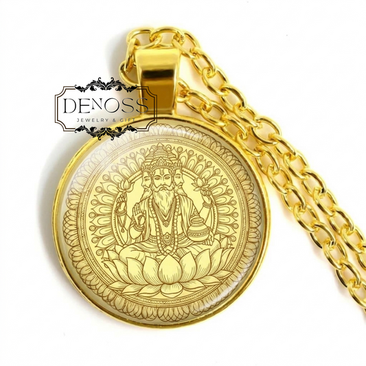 Brahman Necklace,Hindu God Pendant,Spiritual Jewelry Charm