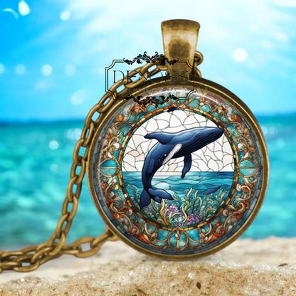 Breaching Whale Pendant Necklace,Marine Life Jewelry