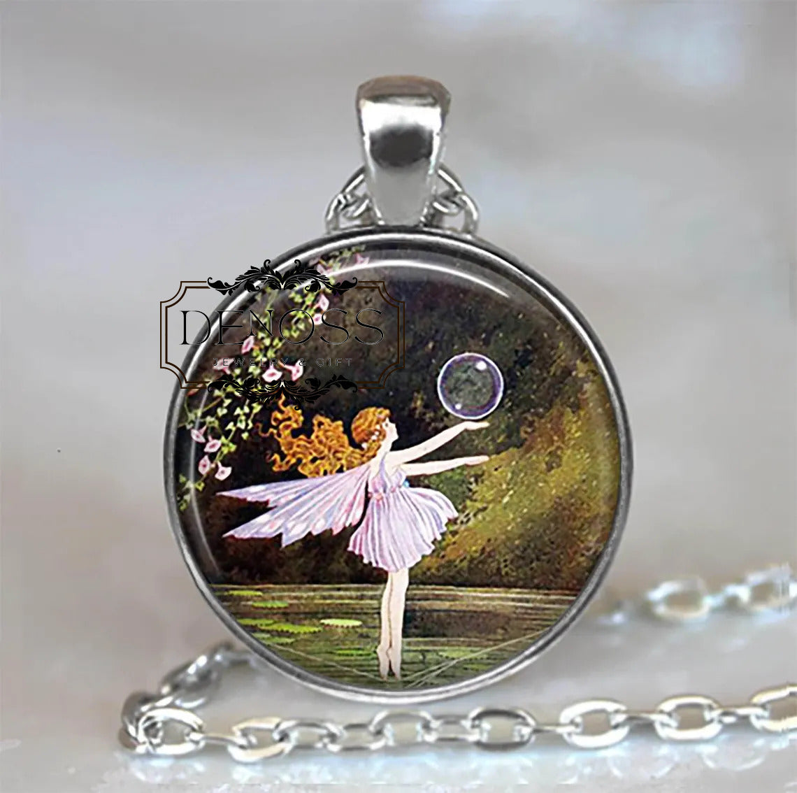 Bubble Ballet Fairy necklace,fairy jewelry art ballet gift