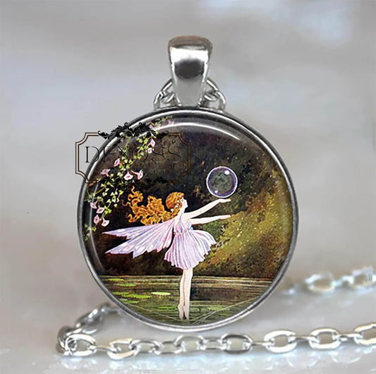Bubble Ballet Fairy necklace,fairy jewelry art ballet gift