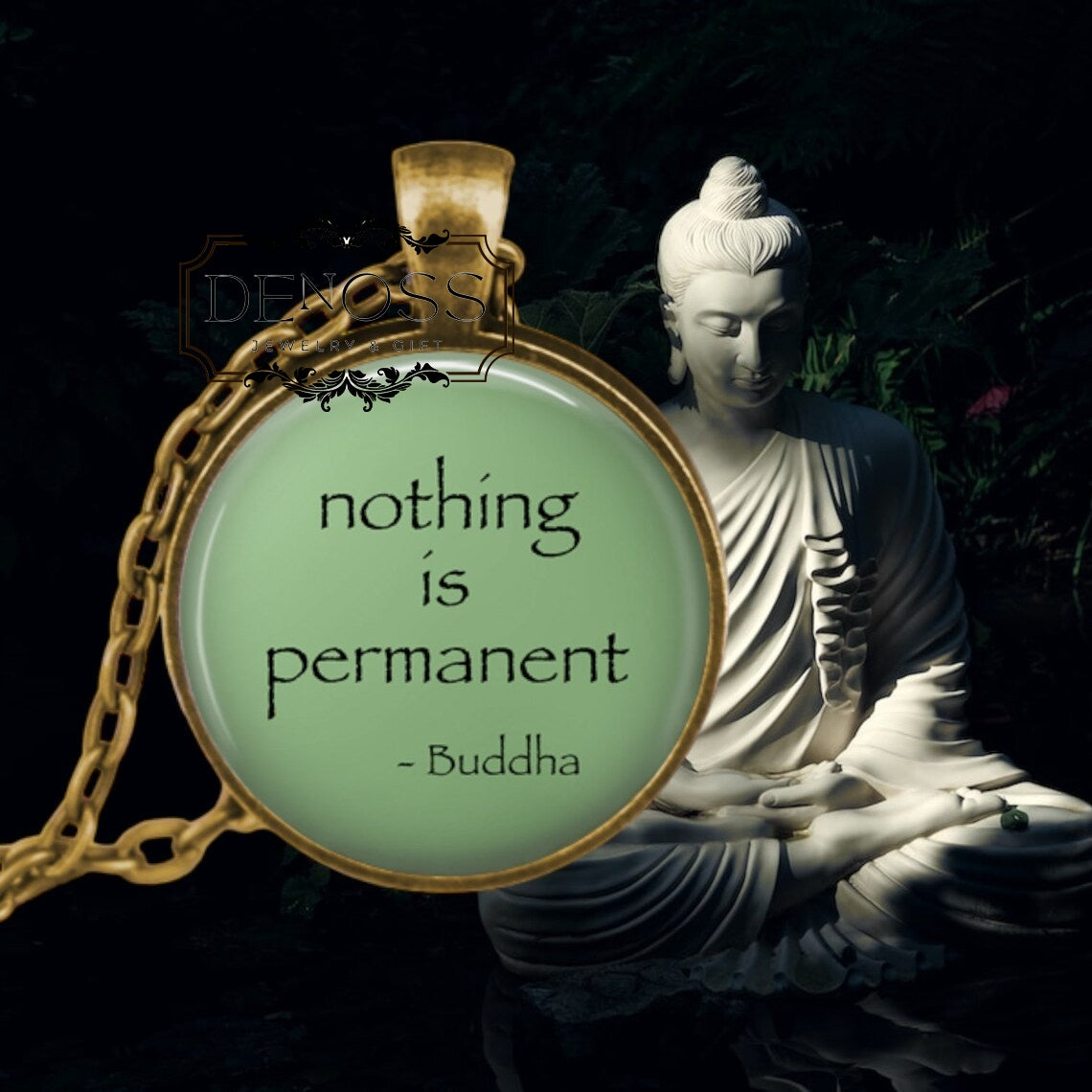 Buddha Quote Pendant Necklace,Spiritual Buddhist Jewelry Gift