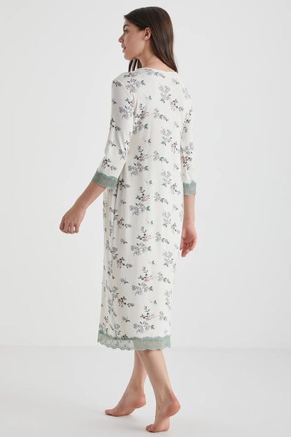 Flowers Soft textured maternity dress - Denoss