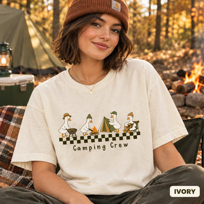 Camping Crew Goose Shirt, Cute Goose Camping Tee, Funny Outdoor Adventure T-shirt, Cabin Trip Graphic Top, Camper Gift, Nature Lover tshirt