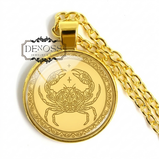 Cancer Zodiac Necklace,Astrology Pendant