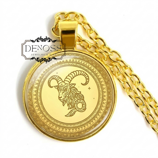 Capricorn Zodiac Necklace,Goat Pendant