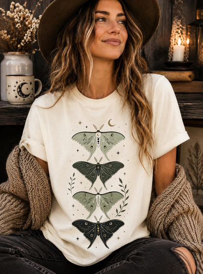 Celestial Luna Moth Shirt ,Whimisgoth Clothing ,Gothic Clothes, Luna Moth Shirt ,Whimsigoth Mystical Moth Shirt ,Bug Shirt ,Entomology Gifts