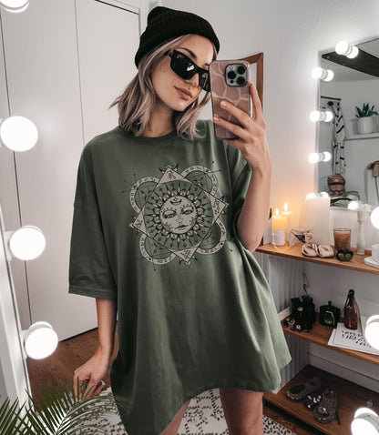 Celestial Sun Shirt ,Sigil Yantra Esoteric Occult ,Divine Feminine Dark Academia Shirt, Ancient Pagan Shirt ,Dark Feminine Goddess, Moon Goddess