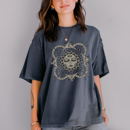 Celestial Sun Shirt ,Sigil Yantra Esoteric Occult ,Divine Feminine Dark Academia Shirt, Ancient Pagan Shirt ,Dark Feminine Goddess, Moon Goddess